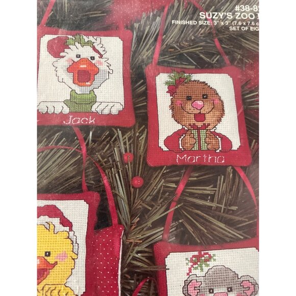 Janlynn Suzys Zoo II Christmas Cross Stitch Kit Set Of 8 Ornaments - Picture 7 of 15